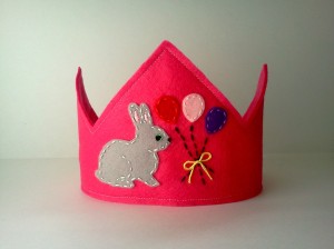 Pink Felt Bunny Rabbit Birthday Crown